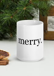 Merry White Coffee Mug 15oz